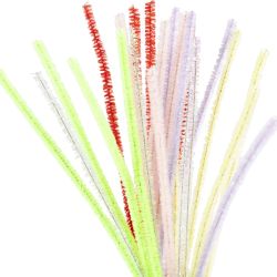 Fil chenille, L : 30 cm, &eacute;p. 6 mm, couleurs de printemps, 24 ass./ 1 Pq.