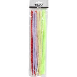 Fil chenille, L : 30 cm, ép. 6 mm, couleurs de printemps, 24 ass./ 1 Pq.