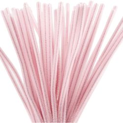 Fil chenille, L : 30 cm, &eacute;p. 6 mm, rose, 50 pi&egrave;ces/ 1 Pq.