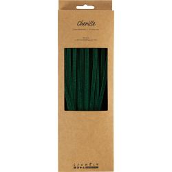 Fil chenille, L : 30 cm, ép. 6 mm, vert foncé, 50 pièces/ 1 Pq.