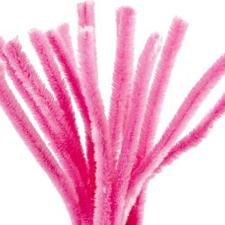 Fil chenille, L : 30 cm, &eacute;p. 15 mm, rose, 15 pi&egrave;ces/ 1 Pq.