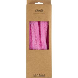 Fil chenille, L : 30 cm, ép. 15 mm, rose, 15 pièces/ 1 Pq.