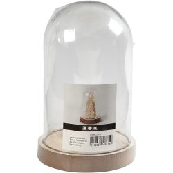 Cloche sur socle en bois