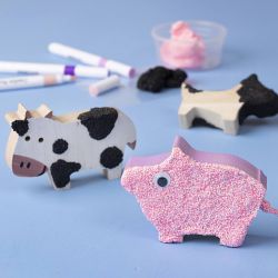Animaux en bois, Ferme, H : 4,5-8,7 cm, ép. 2 cm, 10 pièces/ 1 Pq.