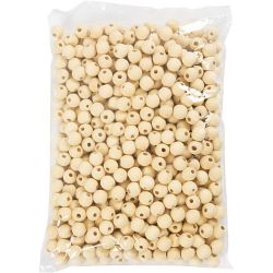 Perle en bois, d 15 mm, diamètre intérieur 3 mm, naturel, 500 pièces/ 1 Pq.