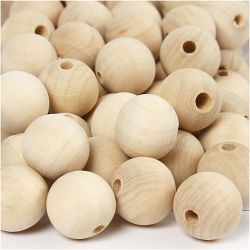 Perle en bois, d 20 mm, diam&egrave;tre int&eacute;rieur 4 mm, naturel, 200 pi&egrave;ces/ 1 Pq.