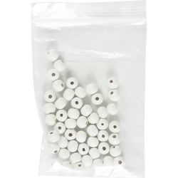 Perles en Bois, d 8 mm, diamètre intérieur 2 mm, blanc, 50 pièces/ 1 Pq.