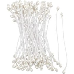 &Eacute;tamines de Fleurs, L : 6,4 cm, d 2 mm, nacr&eacute;, 100 pi&egrave;ces/ 1 Pq.