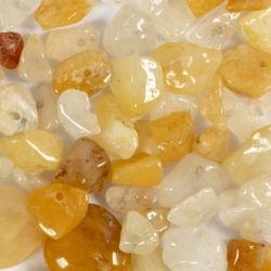 Perles de cristal, Calcite miel, d 7-12 mm, diam&egrave;tre int&eacute;rieur 1 mm, jaune clair, 63 pi&egrave;ces/ 1 Pq.