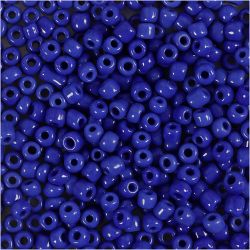 Perles de rocaille, d 3 mm, dim. 8/0, diam&egrave;tre int&eacute;rieur 0,6-1,0 mm, bleu, 25 gr/ 1 Pq.
