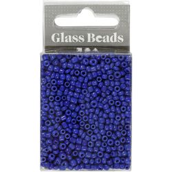 Perles de rocaille, d 3 mm, dim. 8/0, diamètre intérieur 0,6-1,0 mm, bleu, 25 gr/ 1 Pq.