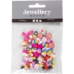 Perles Figurines, Bonbons, gâteaux et glaces, d 10 mm, diamètre intérieur 1,5 mm, 60 pièces/ 1 Pq.
