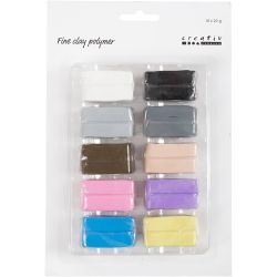 Pâte Polymère Fine, couleurs pastel, 10x20 gr/ 1 Pq.