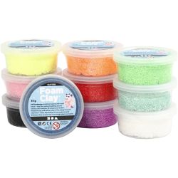 Foam Clay&reg;, paillettes, ass. de couleurs, 10x35 gr/ 1 Pq.