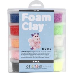 Foam Clay&reg;, paillettes, ass. de couleurs, 10x35 gr/ 1 Pq.