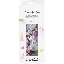 Autocollants en mousse, Cœur, princesse, licorne, autocollant, dim. 13-50 mm, harmonie violet/rose, 150 pièces/ 1 Pq.