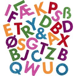 Autocollants en mousse, Lettres, autocollant, H : 40 mm, multicolore, 110 pi&egrave;ces/ 1 Pq.