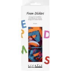 Autocollants en mousse, Lettres, autocollant, H : 40 mm, multicolore, 110 pièces/ 1 Pq.