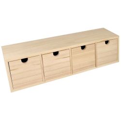 Meuble casier à tiroirs en bois brut