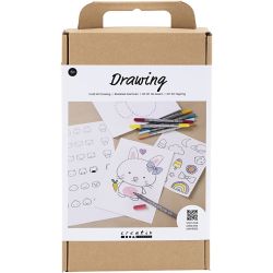 Kit DIY Dessin, Figurines mixtes, couleurs pastel, 1 Pq.