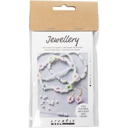 Mini Kit DIY Bijoux, Bracelet &eacute;lastique, boucles d&rsquo;oreilles, 1 Pq.