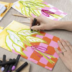 Kit DIY Pastels &agrave; l&rsquo;Huile, Fleurs, ass. de couleurs, 1 Pq.