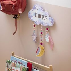 Kit DIY Décoration, Nuage, lune, étoile, couleurs scintillantes, couleurs pastel, 1 Pq.
