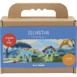 Mini Kit DIY D&eacute;coration, Dinosaure, bleu, vert, orange, rouge, 1 Pq.