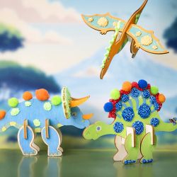 Mini Kit DIY Décoration, Dinosaure, bleu, vert, orange, rouge, 1 Pq.