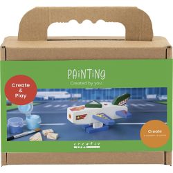 Mini Kit DIY Peinture, Avion, harmonie bleu/vert, 1 Pq.