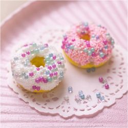 Mini Kit DIY Modelage, Donuts, rose, turquoise, blanc, jaune, 1 Pq.