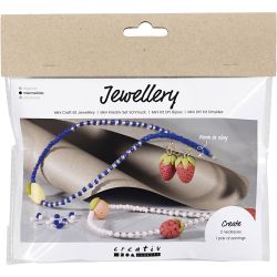 Mini Kit DIY Bijoux, Collier et boucles d&rsquo;oreilles, bleu roi, 1 Pq.