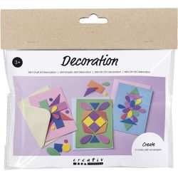 Mini Kit DIY D&eacute;coration, Cartes d&eacute;cor&eacute;es, bleu, vert, rose, 1 Pq.