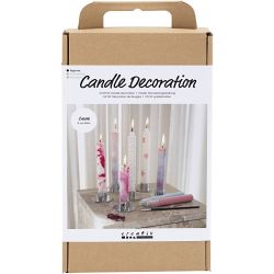 Kit DIY D&eacute;coration de Bougies, Bougies coniques d&eacute;cor&eacute;es, blanc, 1 Pq.