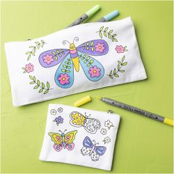 Mini Kit DIY Décoration Textile, Papillons, couleurs pastel, 1 Pq.