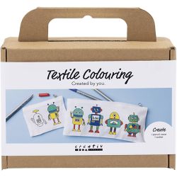 Mini Kit DIY D&eacute;coration Textile, Robot, couleur primaire, 1 Pq.