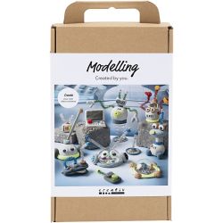 Kit DIY Modelage, Robot, bleu, gris, rouge, argent&eacute;, 1 Pq.