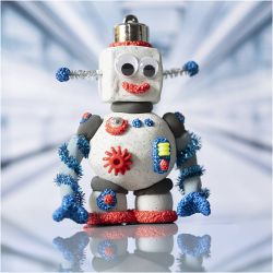 Mini Kit DIY Modelage, Robot, bleu, gris, rouge, 1 Pq.