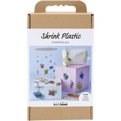 Kit DIY Plastique Thermor&eacute;tractable, Mobile, collier, bracelet, porte-cl&eacute;s, ass. de couleurs, 1 Pq.