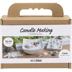 Mini kit DIY Fabrication de Bougies, Coquillages, gris, blanc cass&eacute;, 1 Pq.