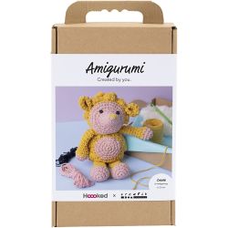 Kit DIY Amigurumi, H&eacute;risson, rose clair, jaune, 1 Pq.
