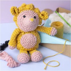 Kit DIY Amigurumi, Hérisson, rose clair, jaune, 1 Pq.