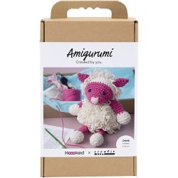 Kit DIY Amigurumi, Ovins, rose, blanc cass&eacute;, 1 Pq.