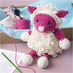 Kit DIY Amigurumi, Ovins, rose, blanc cassé, 1 Pq.