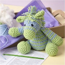 Kit DIY Amigurumi, Zèbre , bleu clair, vert clair, 1 Pq.