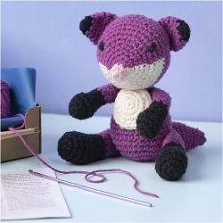 Kit DIY Amigurumi, Renard, noir, prune, 1 Pq.
