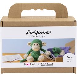 Kit DIY Amigurumi, Singe, vert, blanc cass&eacute;, 1 Pq.