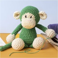 Kit DIY Amigurumi, Singe, vert, blanc cassé, 1 Pq.