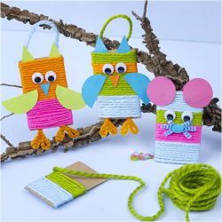 Mini Kit DIY Décoration, Souris et hiboux, ass. de couleurs, 1 Pq.