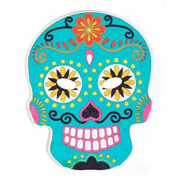6 masques plats en carton à colorier - Calavera mexicaine - Photo n°2